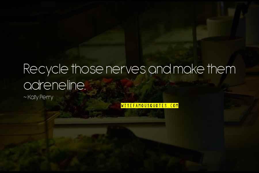 Lutheranism Vs Catholicism Quotes By Katy Perry: Recycle those nerves and make them adreneline. Lutheranism Vs Catholicism Quotes By Katy Perry: Recycle those nerves and make them adreneline.