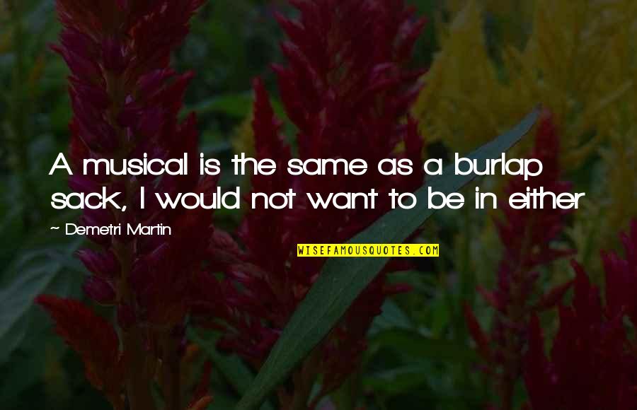 Luto Quotes By Demetri Martin: A musical is the same as a burlap