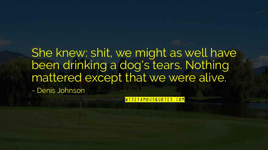 Luukkonen Trade Quotes By Denis Johnson: She knew: shit, we might as well have