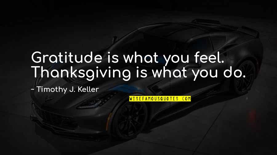 Luzianne Tea Quotes By Timothy J. Keller: Gratitude is what you feel. Thanksgiving is what