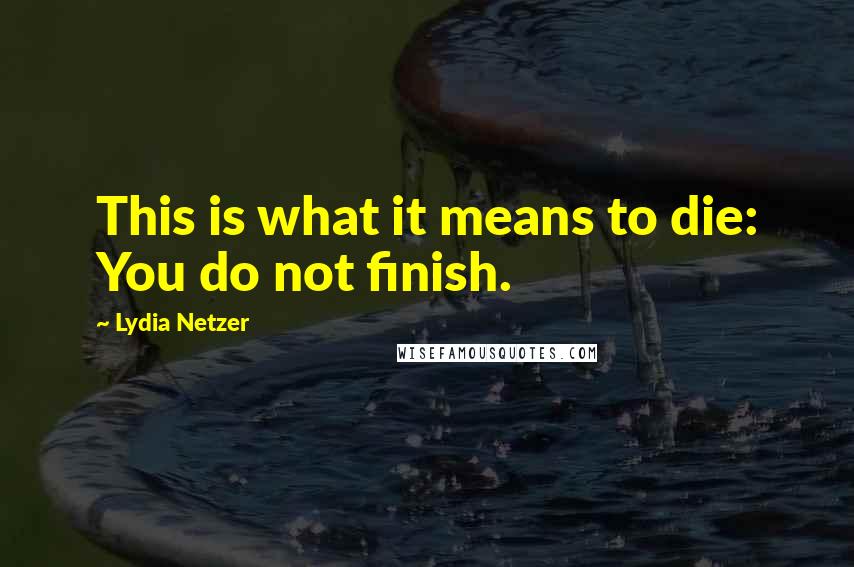 Lydia Netzer quotes: This is what it means to die: You do not finish.