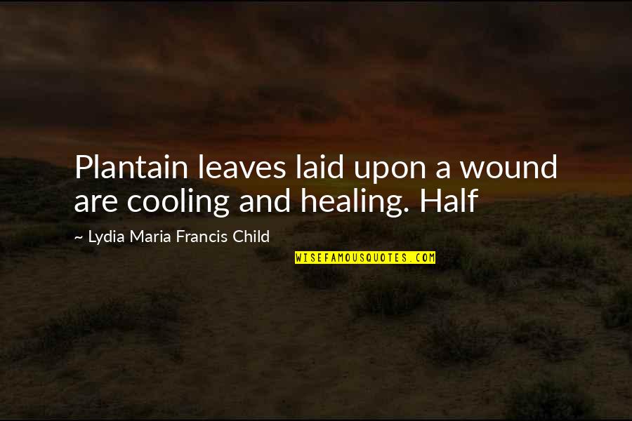 Lydia's Quotes By Lydia Maria Francis Child: Plantain leaves laid upon a wound are cooling
