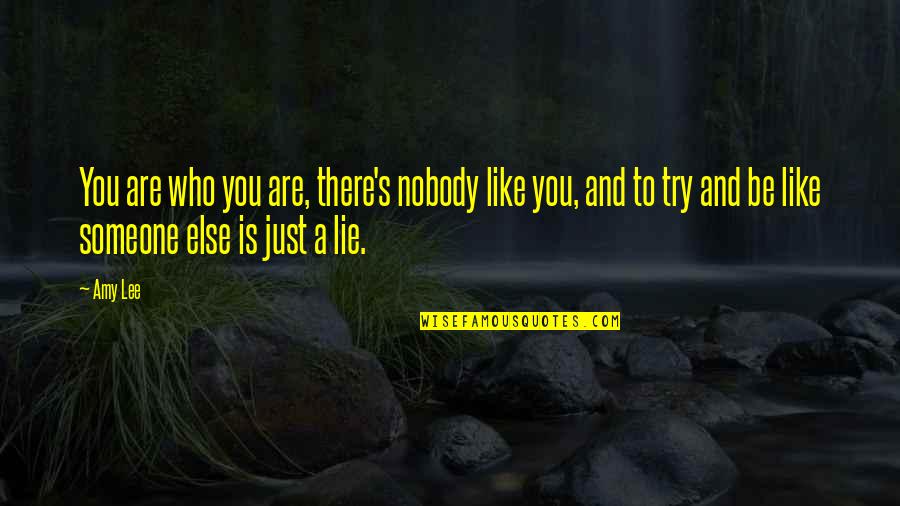Lying To Someone You Like Quotes By Amy Lee: You are who you are, there's nobody like Lying To Someone You Like Quotes By Amy Lee: You are who you are, there's nobody like