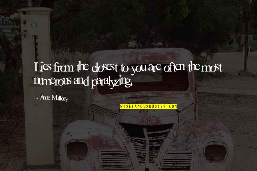 Lying To You Quotes By Anne Mallory: Lies from the closest to you are often