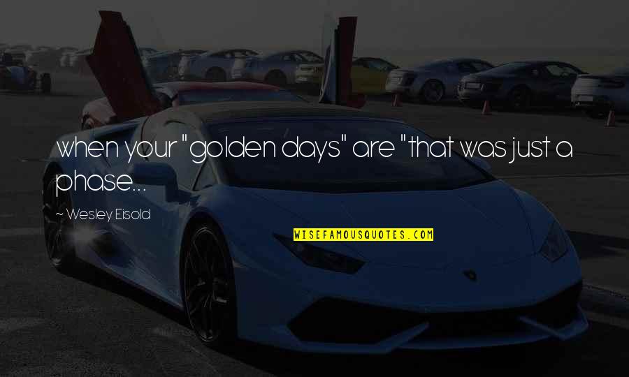 Lying When You Know The Truth Quotes By Wesley Eisold: when your "golden days" are "that was just