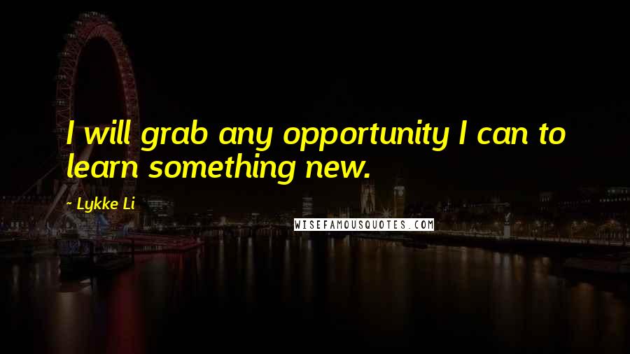 Lykke Li quotes: I will grab any opportunity I can to learn something new.