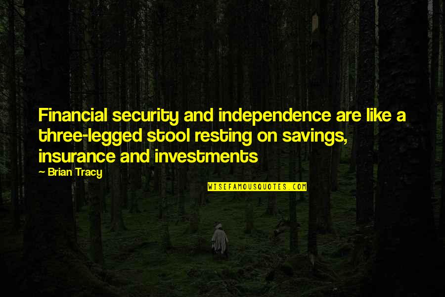 Lymere Quotes By Brian Tracy: Financial security and independence are like a three-legged