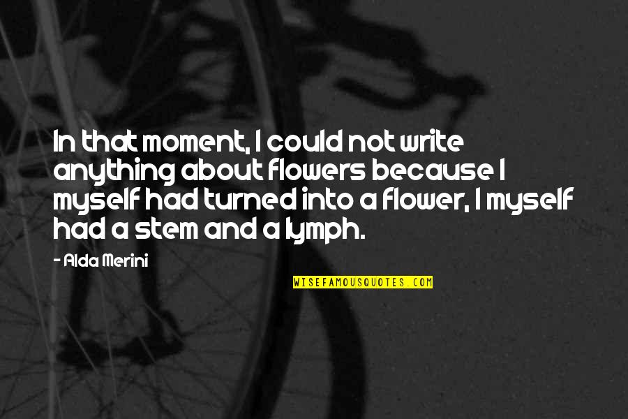 Lymph Quotes By Alda Merini: In that moment, I could not write anything
