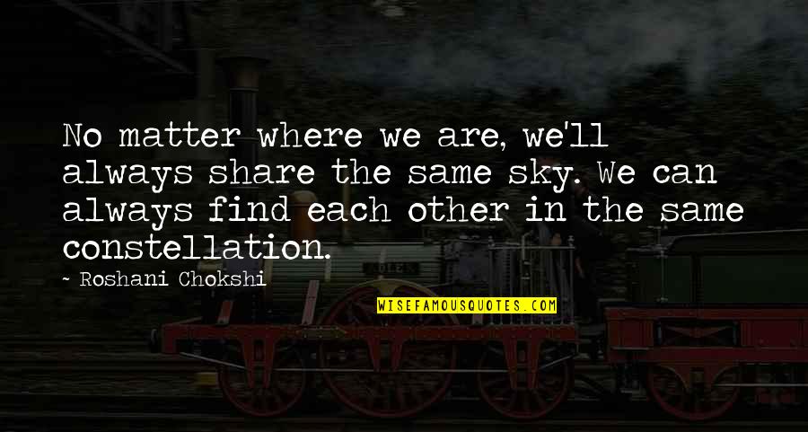Lympne Primary Quotes By Roshani Chokshi: No matter where we are, we'll always share Lympne Primary Quotes By Roshani Chokshi: No matter where we are, we'll always share