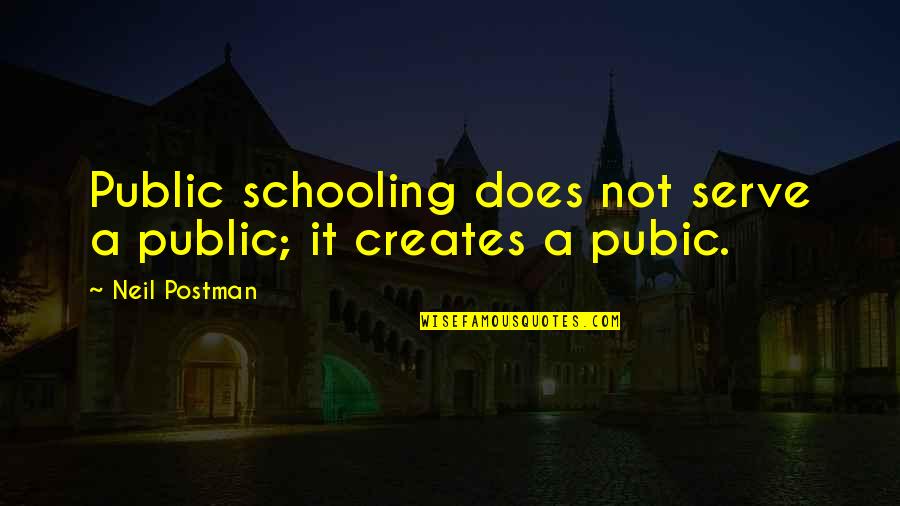 Lynita Newswander Quotes By Neil Postman: Public schooling does not serve a public; it