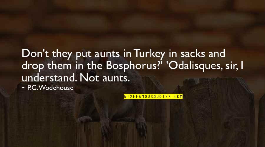 Lynita Stuart Quotes By P.G. Wodehouse: Don't they put aunts in Turkey in sacks Lynita Stuart Quotes By P.G. Wodehouse: Don't they put aunts in Turkey in sacks