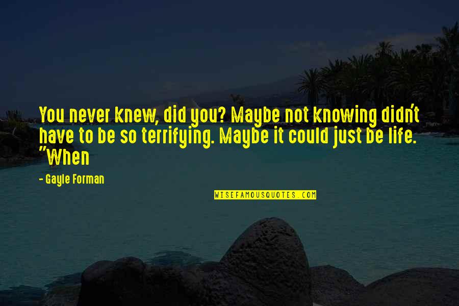 Lynnell Atkins Quotes By Gayle Forman: You never knew, did you? Maybe not knowing Lynnell Atkins Quotes By Gayle Forman: You never knew, did you? Maybe not knowing