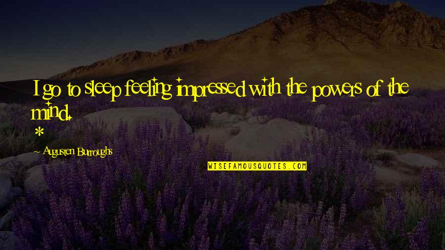 Lynnette Khalfani Cox Quotes By Augusten Burroughs: I go to sleep feeling impressed with the
