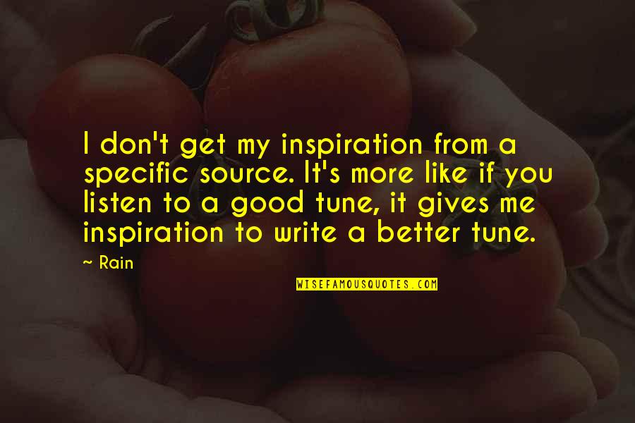 Lynnita Knoch Quotes By Rain: I don't get my inspiration from a specific