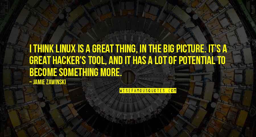 Lynsie Ekelund Quotes By Jamie Zawinski: I think Linux is a great thing, in Lynsie Ekelund Quotes By Jamie Zawinski: I think Linux is a great thing, in
