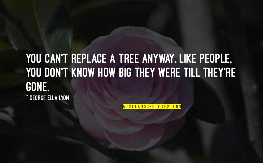 Lyon Quotes By George Ella Lyon: You can't replace a tree anyway. Like people,