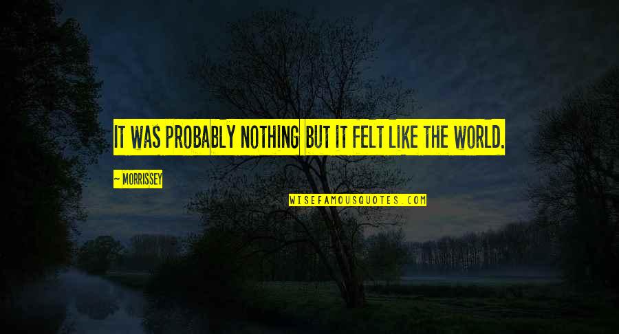 Lypsis Quotes By Morrissey: It was probably nothing but it felt like