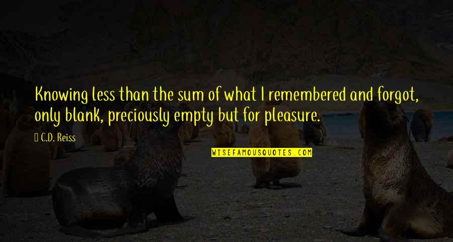 Lyres Of Ur Quotes By C.D. Reiss: Knowing less than the sum of what I Lyres Of Ur Quotes By C.D. Reiss: Knowing less than the sum of what I