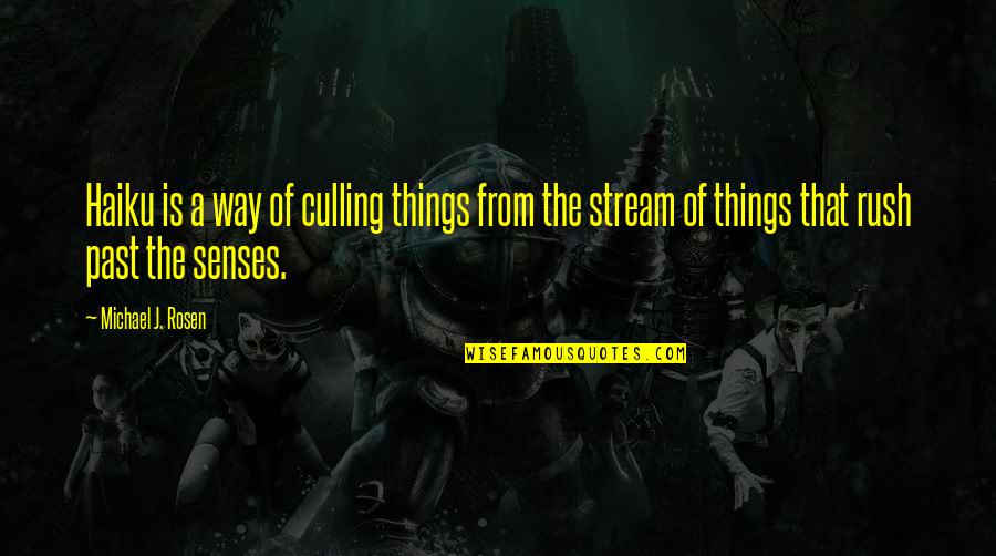 Lysanne Snijders Quotes By Michael J. Rosen: Haiku is a way of culling things from Lysanne Snijders Quotes By Michael J. Rosen: Haiku is a way of culling things from