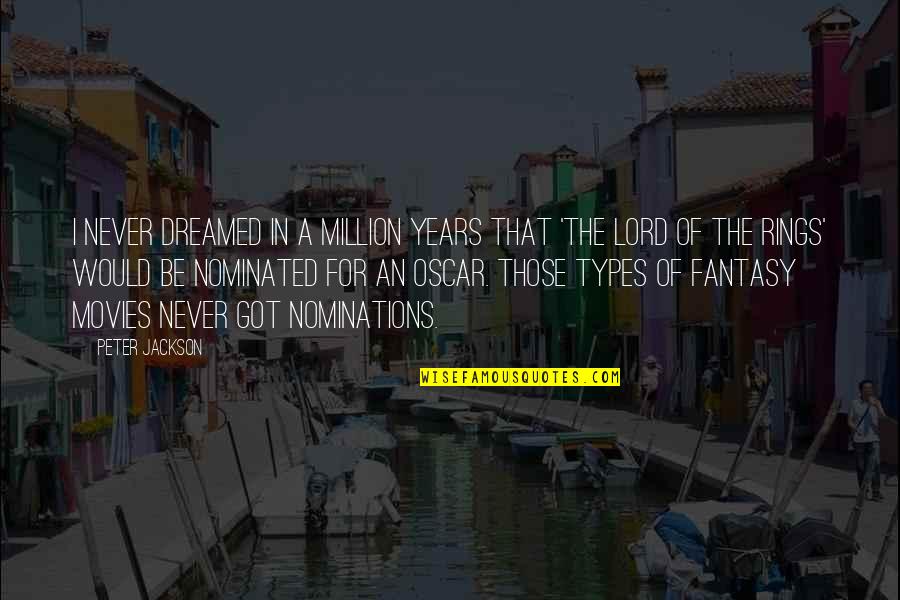 Lyttos Quotes By Peter Jackson: I never dreamed in a million years that