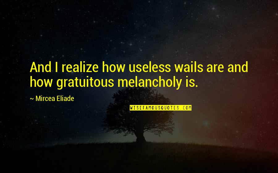 M Eliade Quotes By Mircea Eliade: And I realize how useless wails are and