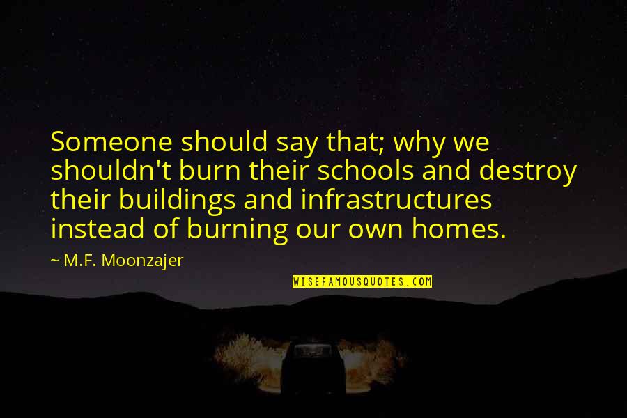 M I Homes Quotes By M.F. Moonzajer: Someone should say that; why we shouldn't burn