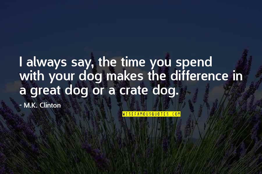 M.k Quotes By M.K. Clinton: I always say, the time you spend with M.k Quotes By M.K. Clinton: I always say, the time you spend with