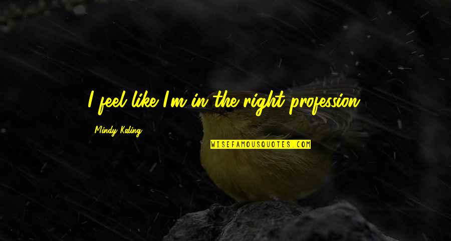 M Kaling Quotes By Mindy Kaling: I feel like I'm in the right profession. M Kaling Quotes By Mindy Kaling: I feel like I'm in the right profession.