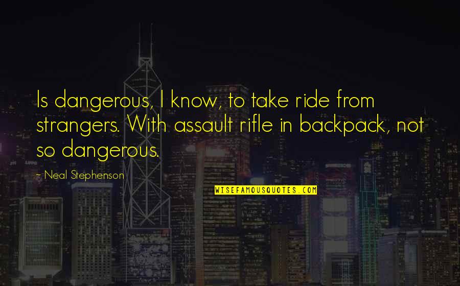 M O A Rifle Quotes By Neal Stephenson: Is dangerous, I know, to take ride from