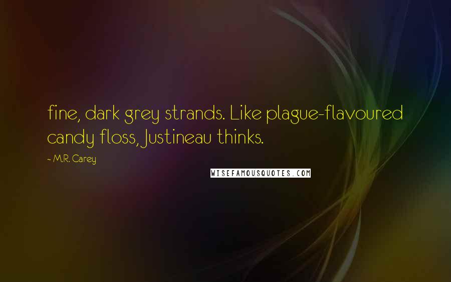 M.R. Carey quotes: fine, dark grey strands. Like plague-flavoured candy floss, Justineau thinks.