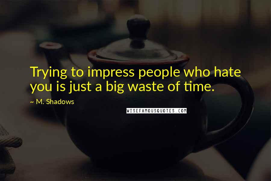 M. Shadows quotes: Trying to impress people who hate you is just a big waste of time.