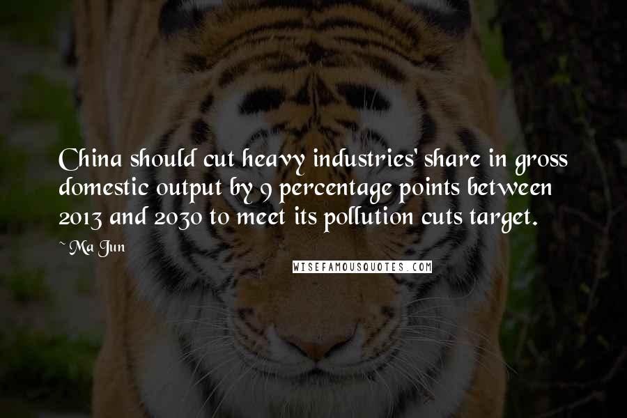 Ma Jun quotes: China should cut heavy industries' share in gross domestic output by 9 percentage points between 2013 and 2030 to meet its pollution cuts target.