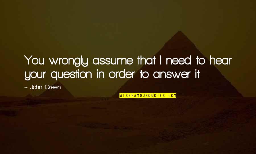 Maa Sherawali Quotes By John Green: You wrongly assume that I need to hear