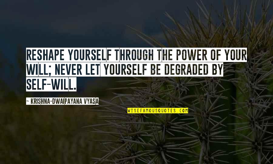 Maagdentoren Quotes By Krishna-Dwaipayana Vyasa: Reshape yourself through the power of your will;