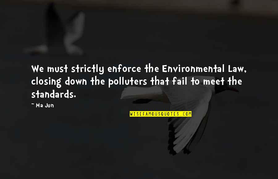 Ma'aleyk Quotes By Ma Jun: We must strictly enforce the Environmental Law, closing