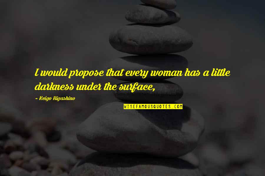 Maaltijden In Het Quotes By Keigo Higashino: I would propose that every woman has a