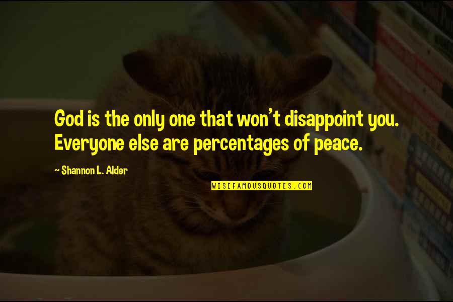 Maanalainen Ljys Ili Quotes By Shannon L. Alder: God is the only one that won't disappoint Maanalainen Ljys Ili Quotes By Shannon L. Alder: God is the only one that won't disappoint
