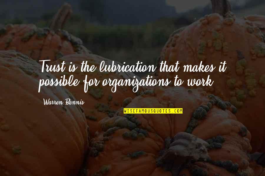 Maaret Houghton Quotes By Warren Bennis: Trust is the lubrication that makes it possible