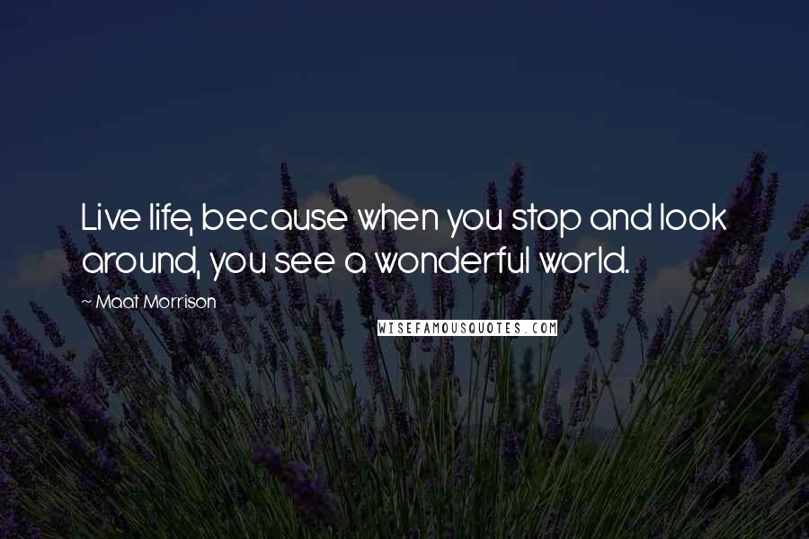 Maat Morrison quotes: Live life, because when you stop and look around, you see a wonderful world.