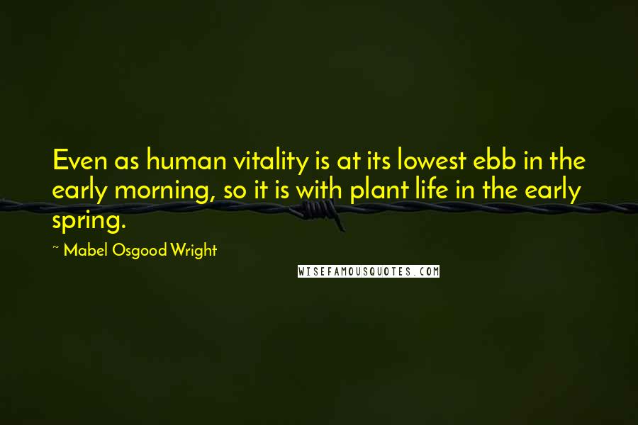 Mabel Osgood Wright quotes: Even as human vitality is at its lowest ebb in the early morning, so it is with plant life in the early spring.