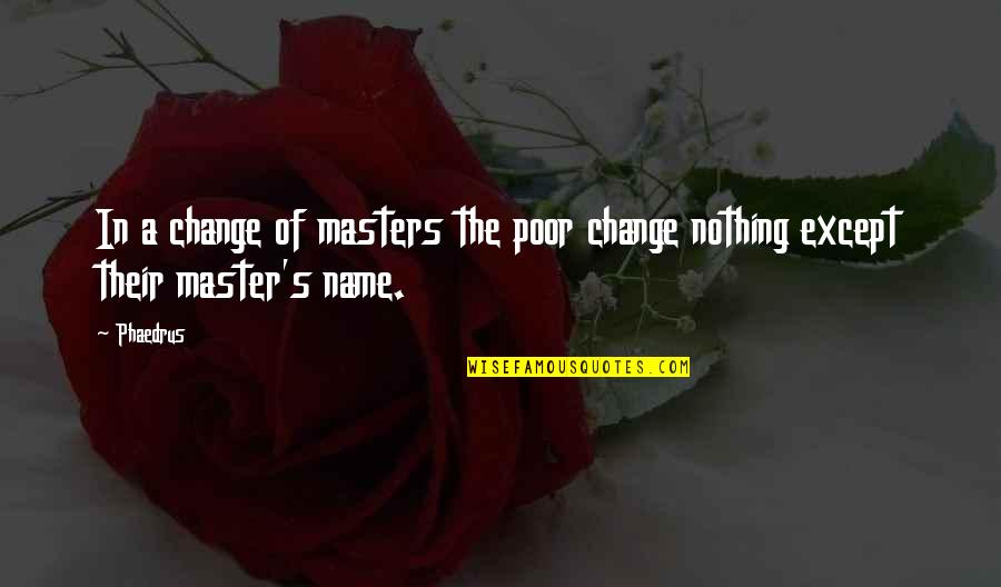 Mabirizi John Quotes By Phaedrus: In a change of masters the poor change
