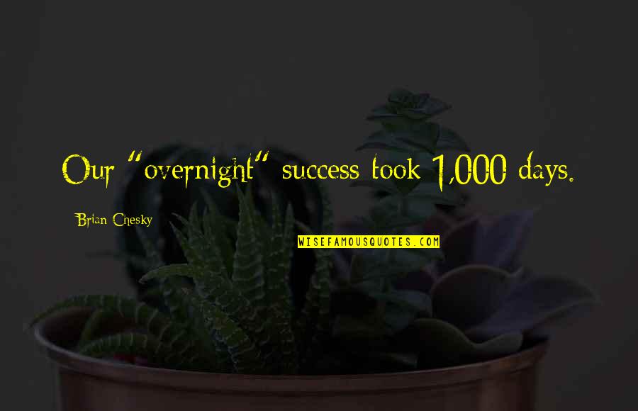 Mabuti In English Quotes By Brian Chesky: Our "overnight" success took 1,000 days. Mabuti In English Quotes By Brian Chesky: Our "overnight" success took 1,000 days.