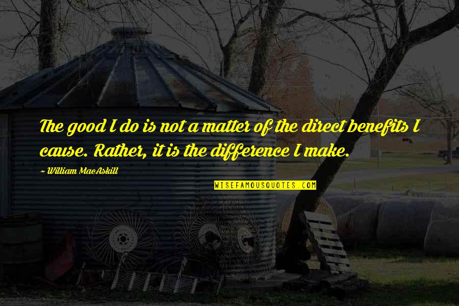 Macaskill Quotes By William MacAskill: The good I do is not a matter
