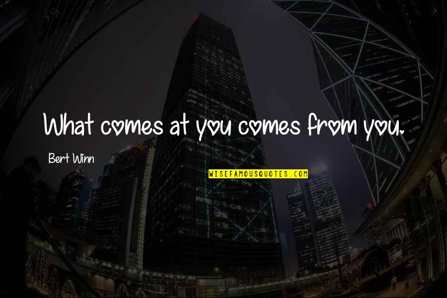 Maccubbin Jones Quotes By Bert Winn: What comes at you comes from you. Maccubbin Jones Quotes By Bert Winn: What comes at you comes from you.