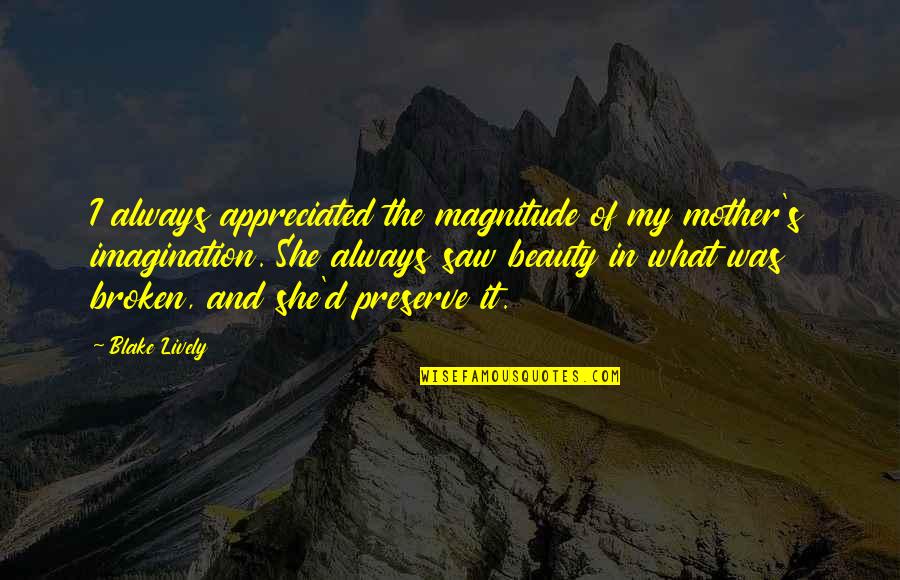 Macellaio In Inglese Quotes By Blake Lively: I always appreciated the magnitude of my mother's