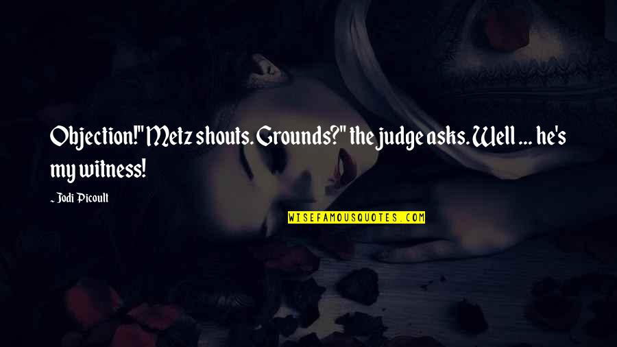 Macersa Quotes By Jodi Picoult: Objection!" Metz shouts. Grounds?" the judge asks. Well