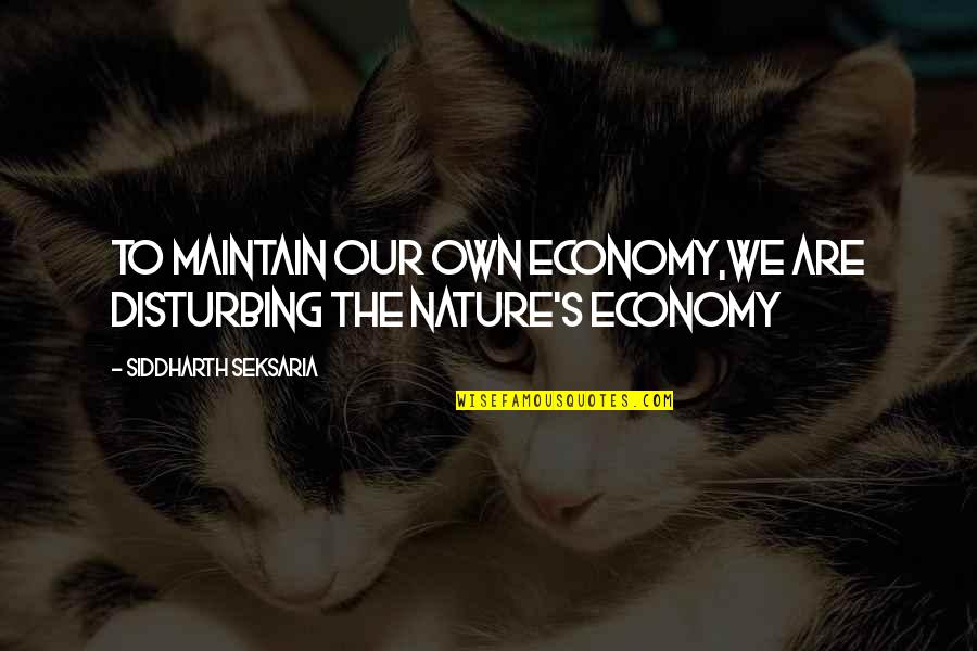 Machaje Quotes By Siddharth Seksaria: To maintain our own economy,we are disturbing the Machaje Quotes By Siddharth Seksaria: To maintain our own economy,we are disturbing the
