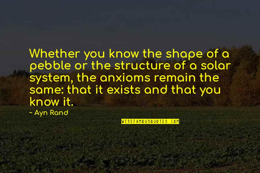 Machinerie Yvon Quotes By Ayn Rand: Whether you know the shape of a pebble Machinerie Yvon Quotes By Ayn Rand: Whether you know the shape of a pebble