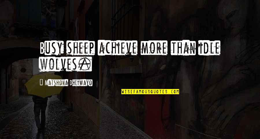 Machiniste Mouliste Quotes By Matshona Dhliwayo: Busy sheep achieve more than idle wolves.