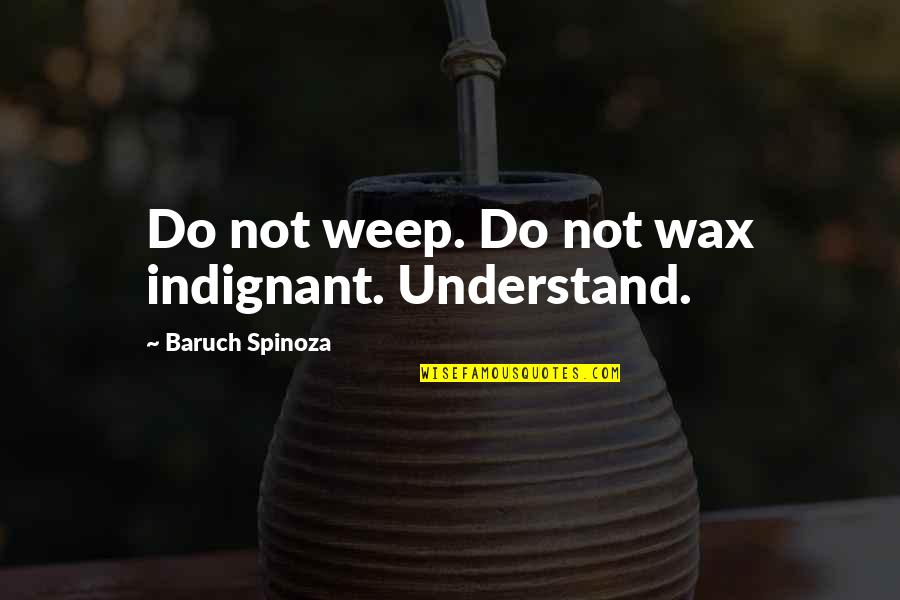 Macidol Quotes By Baruch Spinoza: Do not weep. Do not wax indignant. Understand.